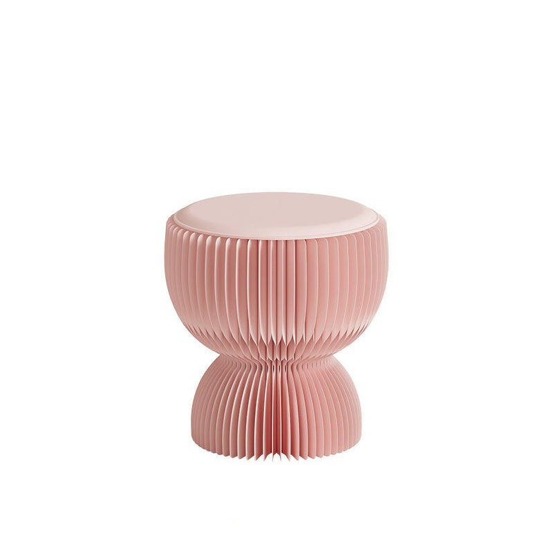 Contemporary Leather Cylinder Foldable Low Stool
