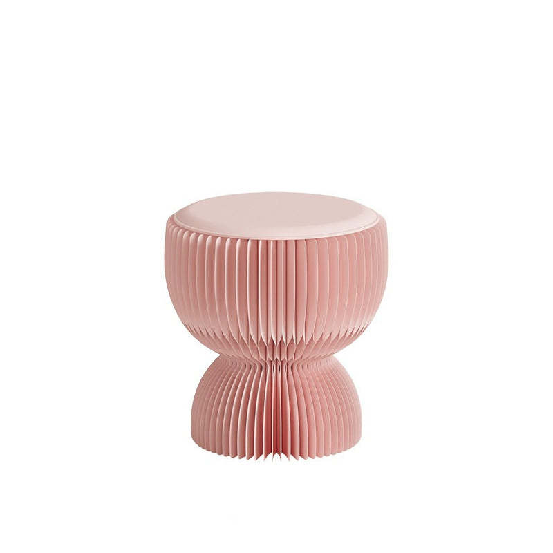 Contemporary Leather Cylinder Foldable Low Stool