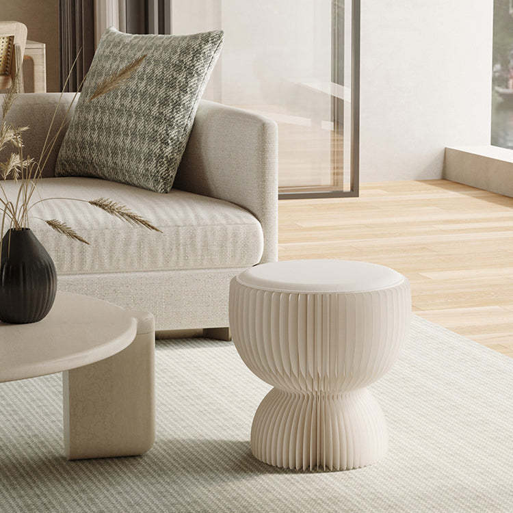 Contemporary Leather Cylinder Foldable Low Stool