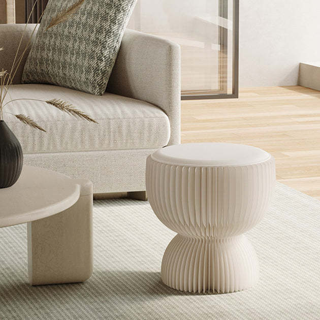 Contemporary Leather Cylinder Foldable Low Stool