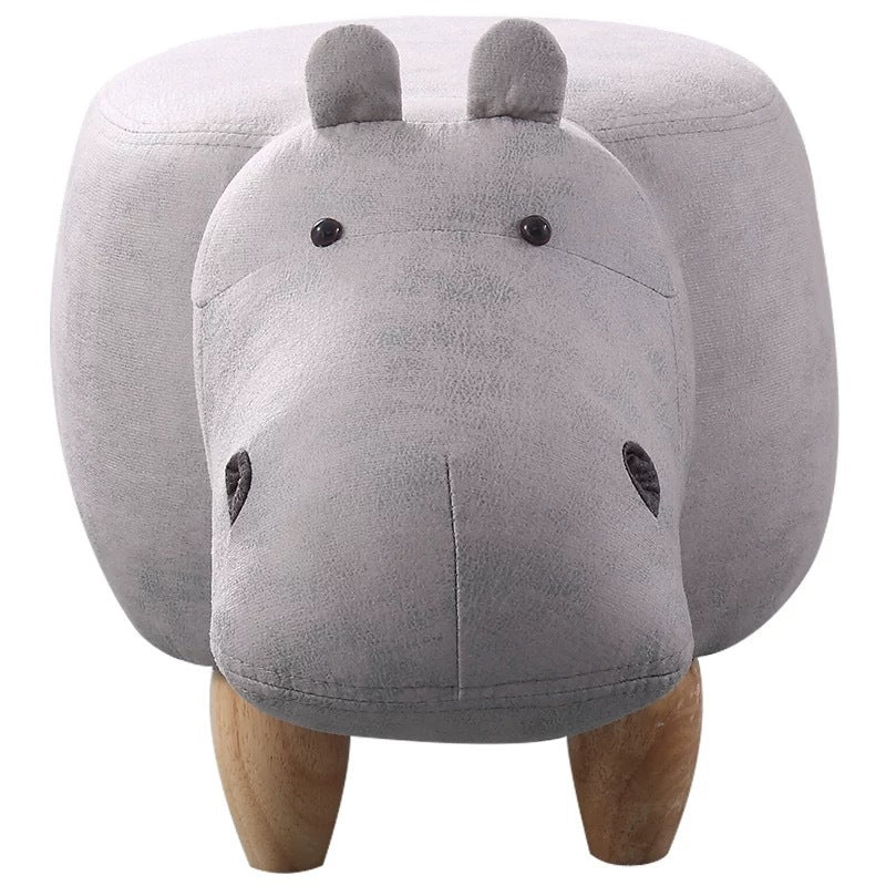 Art Deco Tech Fabric Wood Hippo Storage Low Stool