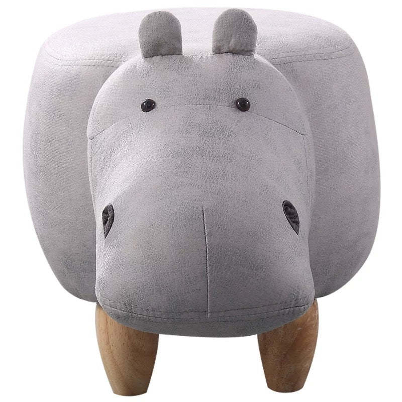 Art Deco Tech Fabric Wood Hippo Storage Low Stool