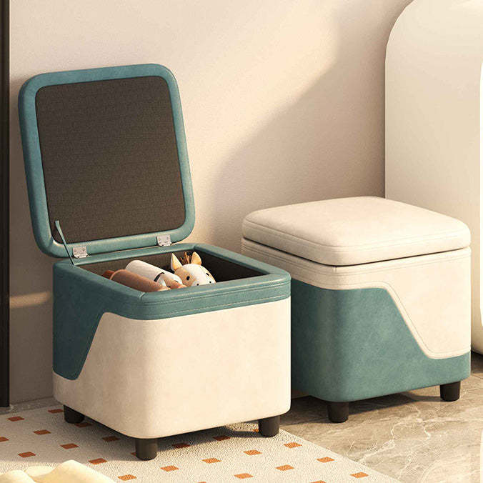 Minimalist Tech Fabric Wood Rounded Low Stool