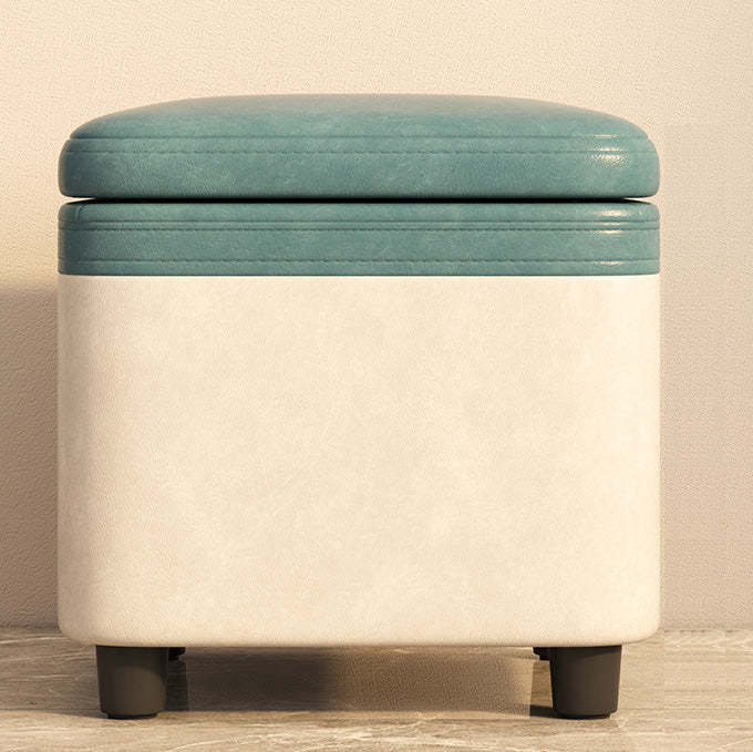 Minimalist Tech Fabric Wood Rounded Low Stool — Orange + Gray