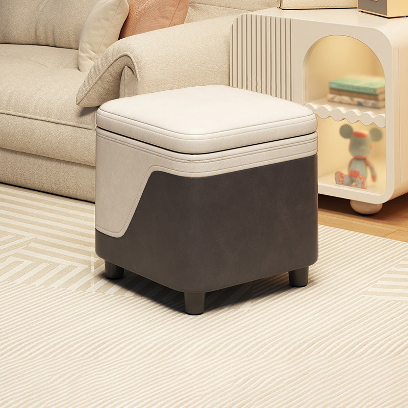 Minimalist Tech Fabric Wood Rounded Low Stool