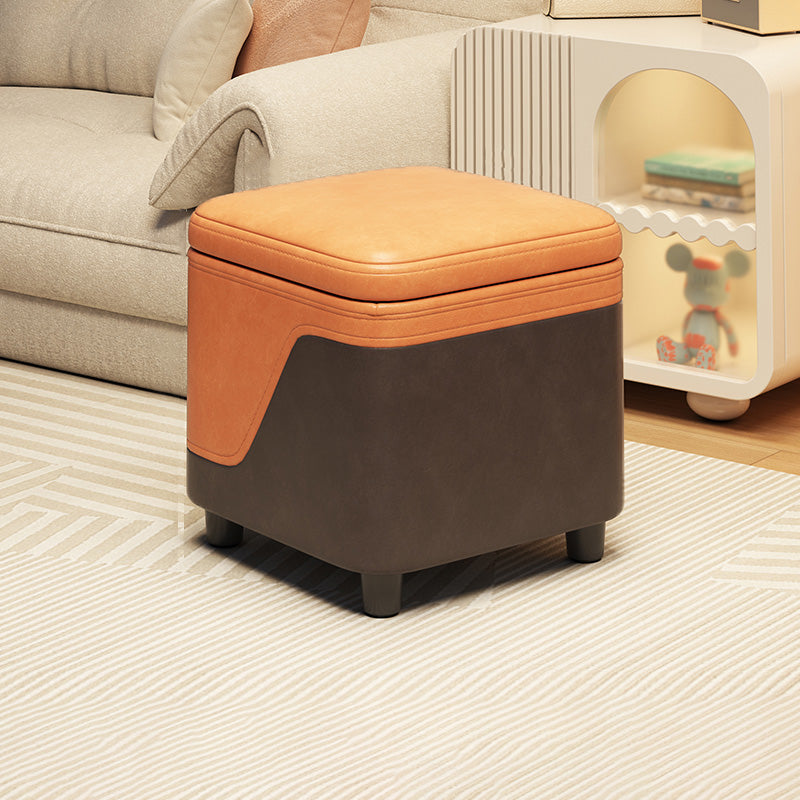 Minimalist Tech Fabric Wood Rounded Low Stool