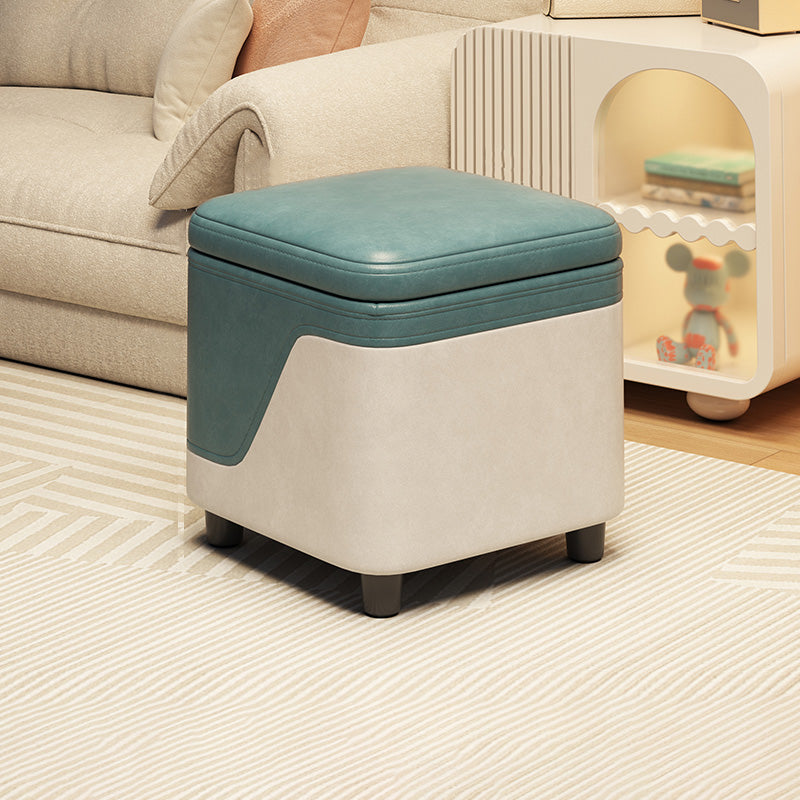 Minimalist Tech Fabric Wood Rounded Low Stool