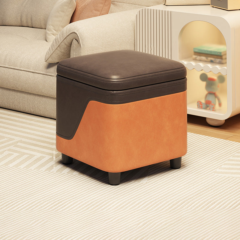 Minimalist Tech Fabric Wood Rounded Low Stool