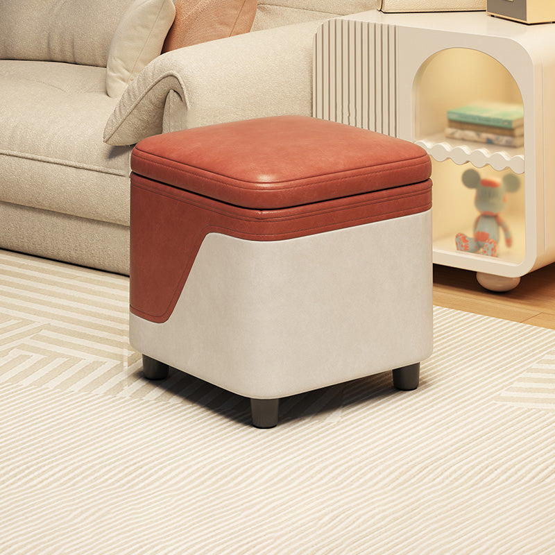 Minimalist Tech Fabric Wood Rounded Low Stool