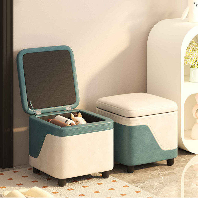 Minimalist Tech Fabric Wood Rounded Low Stool