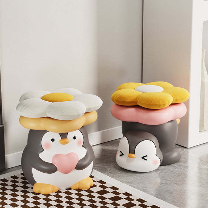 Modern Art Deco Resin Penguin Low Stool