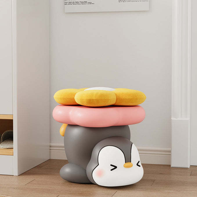 Modern Art Deco Resin Penguin Low Stool