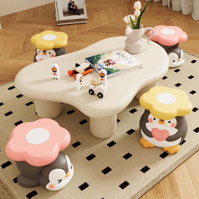 Modern Art Deco Resin Penguin Low Stool — Without Cushions / A