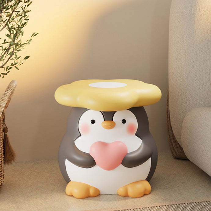 Modern Art Deco Resin Penguin Low Stool