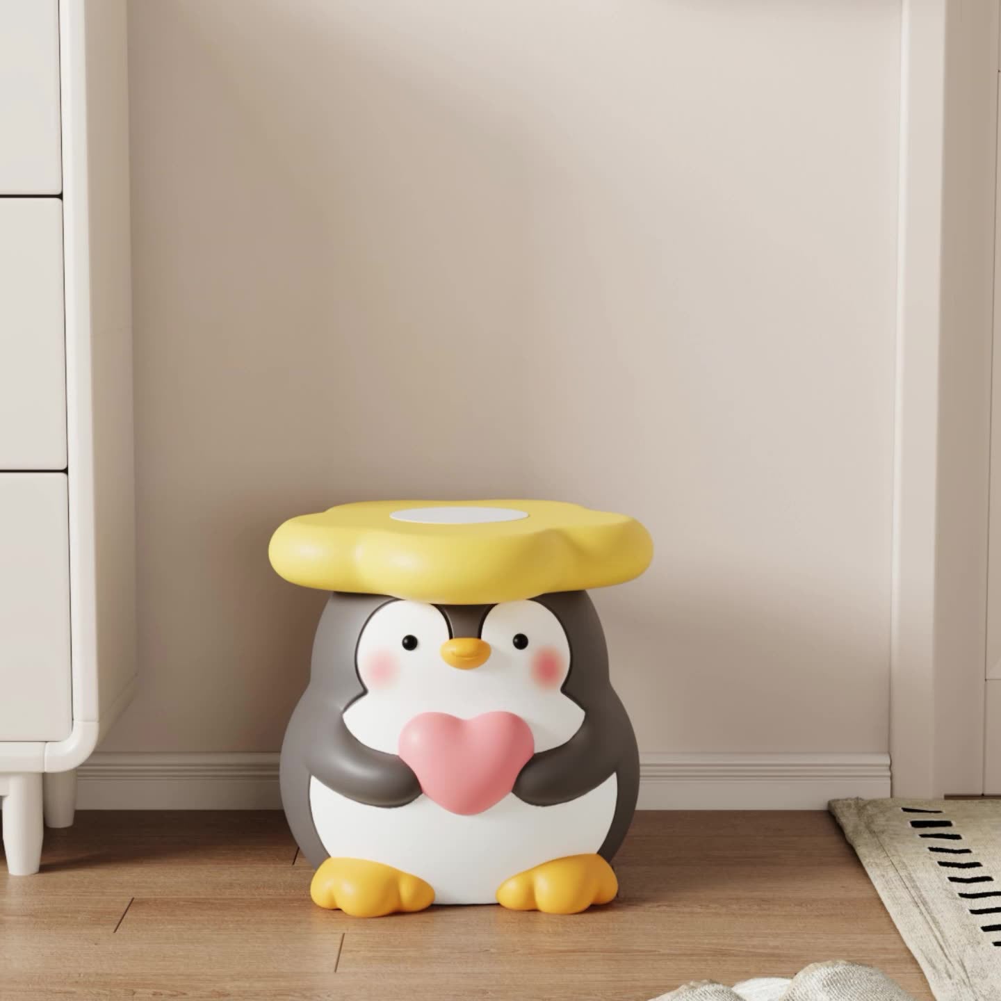 Modern Art Deco Resin Penguin Low Stool