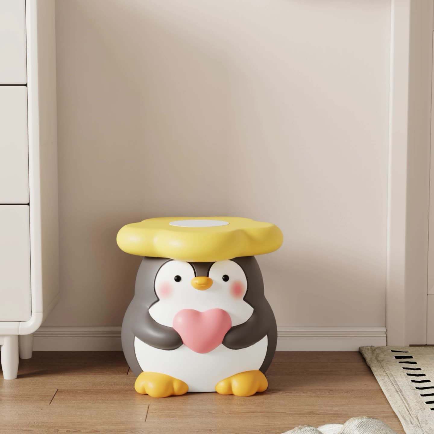 Modern Art Deco Resin Penguin Low Stool