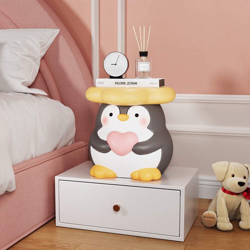 Modern Art Deco Resin Penguin Low Stool — With Cushions / A