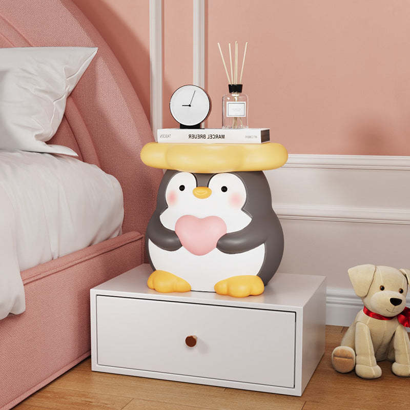 Modern Art Deco Resin Penguin Low Stool — With Cushions / A
