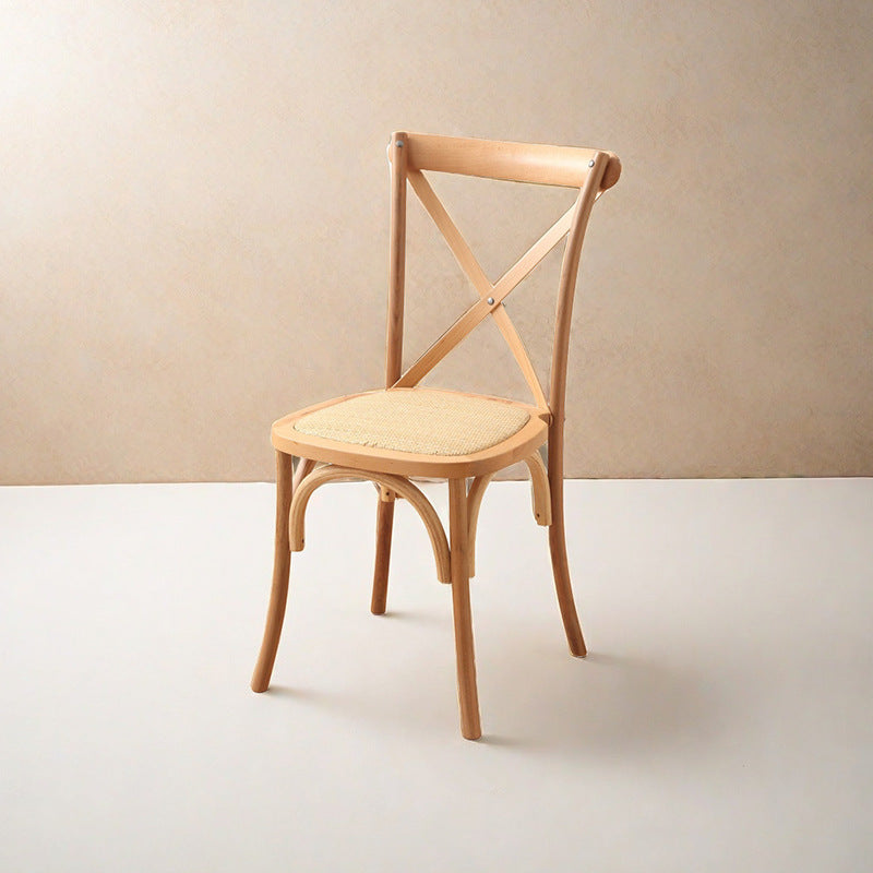 Scandinavian Solid Wood Rattan Curved Dining Chair