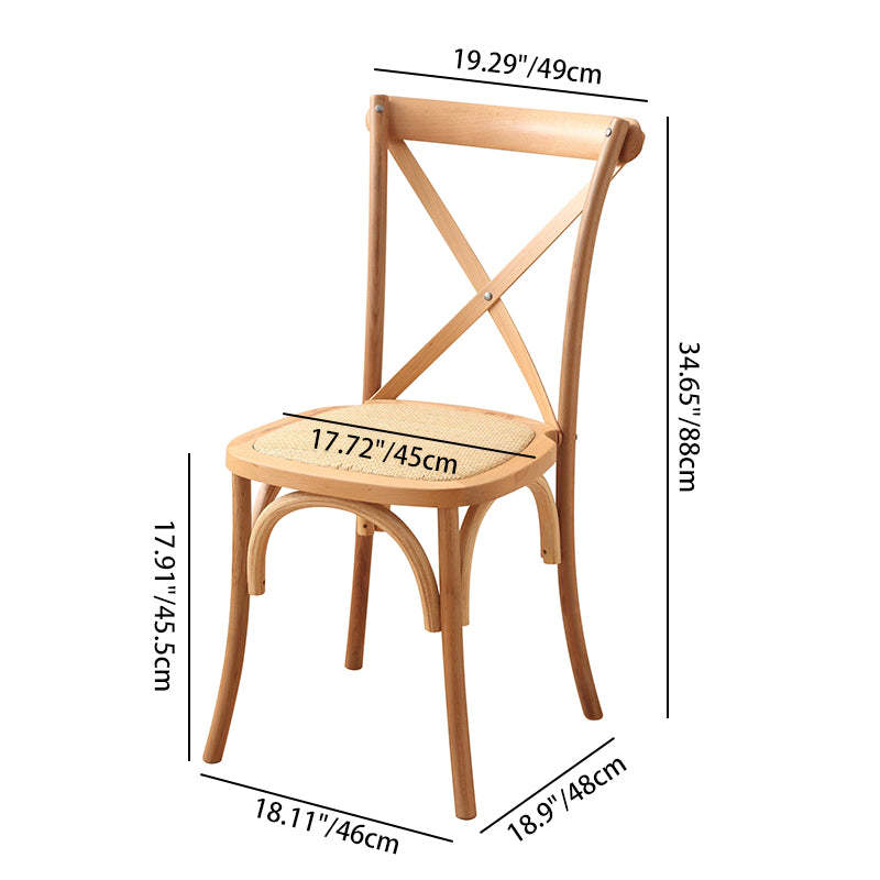 Scandinavian Solid Wood Rattan Curved Dining Chair — Beeswax Color / Rattan
