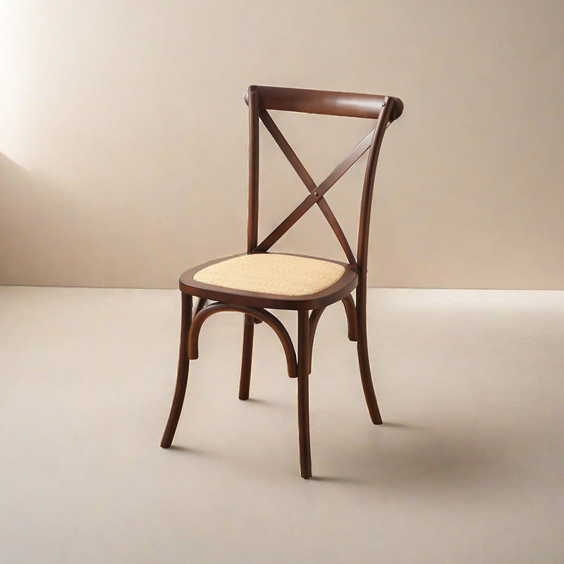 Scandinavian Solid Wood Rattan Curved Dining Chair