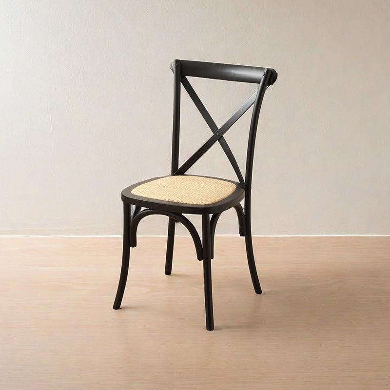 Scandinavian Solid Wood Rattan Curved Dining Chair