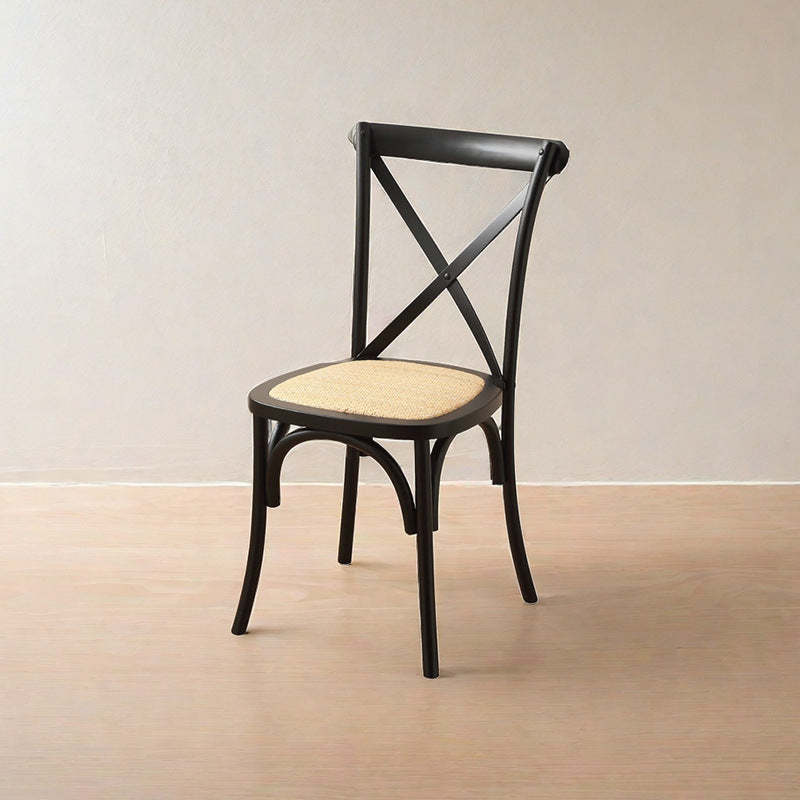 Scandinavian Solid Wood Rattan Curved Dining Chair