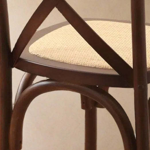 Scandinavian Solid Wood Rattan Curved Dining Chair — Walnut Color / Solid Wood