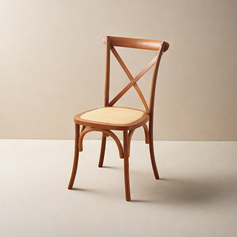 Scandinavian Solid Wood Rattan Curved Dining Chair