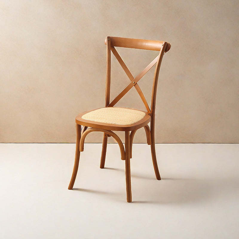 Scandinavian Solid Wood Rattan Curved Dining Chair