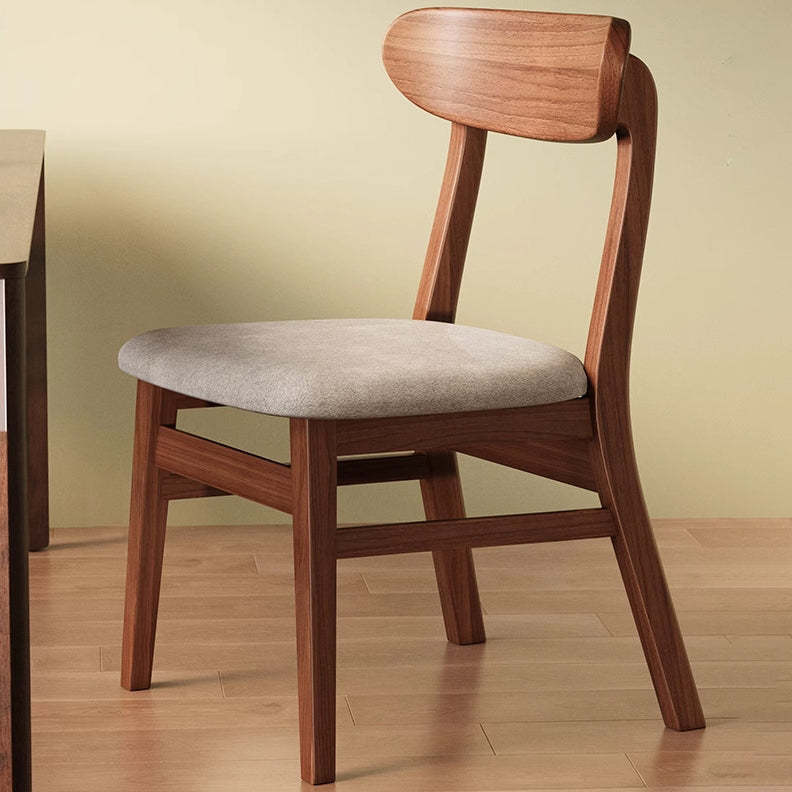 Minimalist Leather Solid Wood Curved Dining Chair