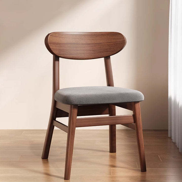 Minimalist Leather Solid Wood Curved Dining Chair