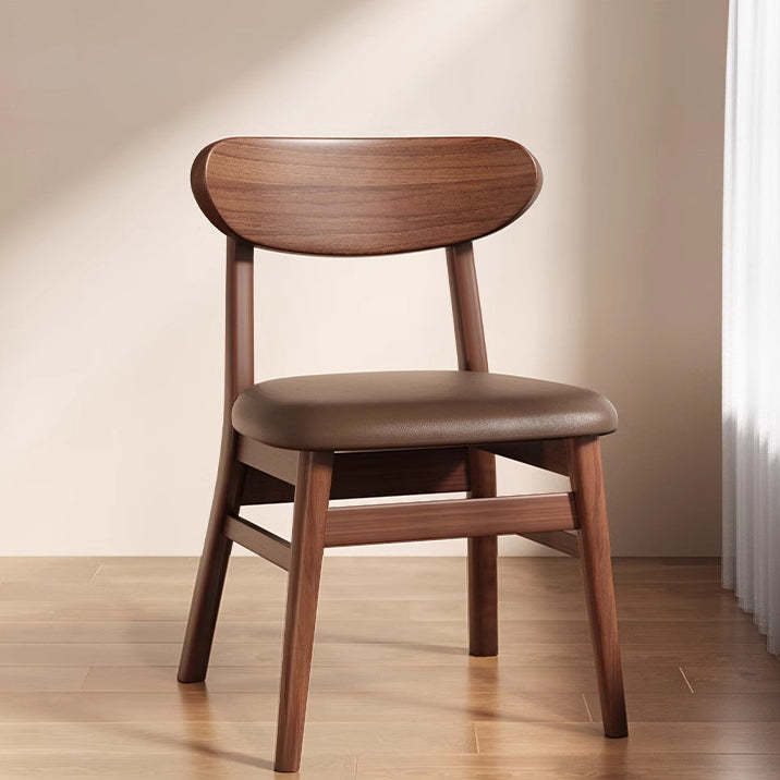 Minimalist Leather Solid Wood Curved Dining Chair