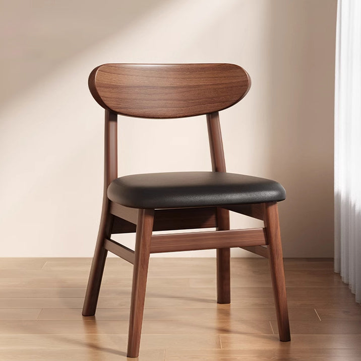 Minimalist Leather Solid Wood Curved Dining Chair