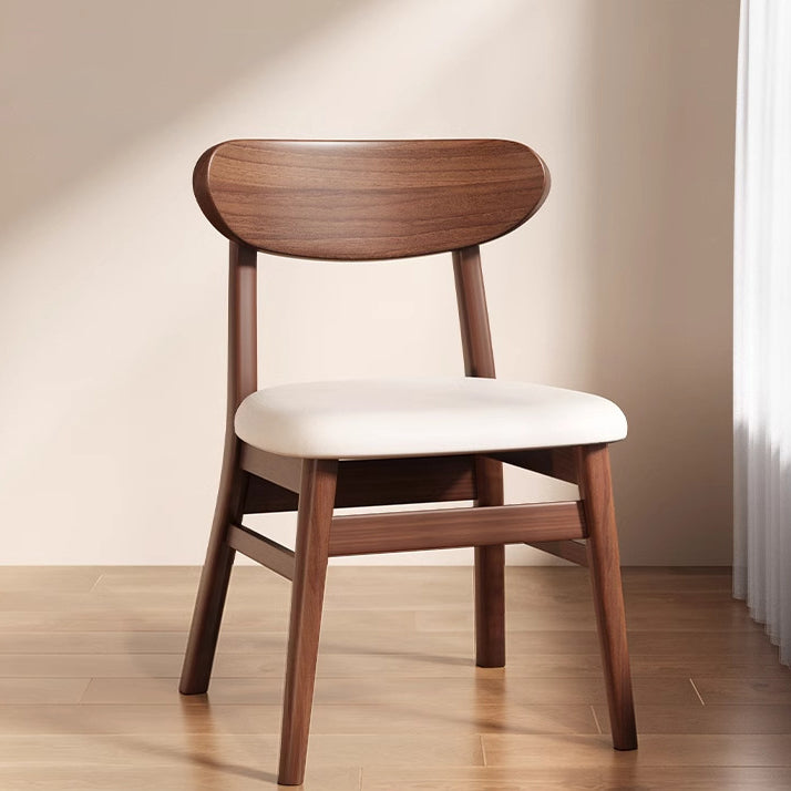 Minimalist Leather Solid Wood Curved Dining Chair