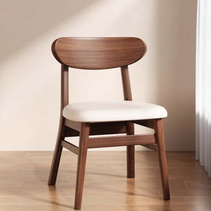 Minimalist Leather Solid Wood Curved Dining Chair