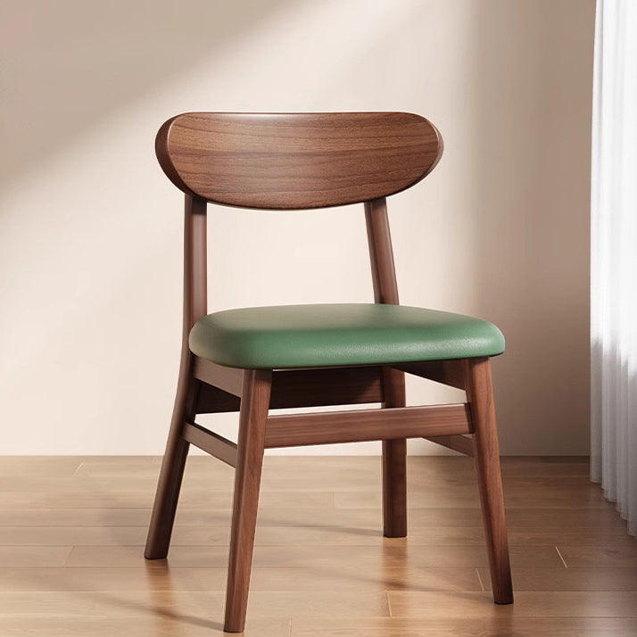 Minimalist Leather Solid Wood Curved Dining Chair
