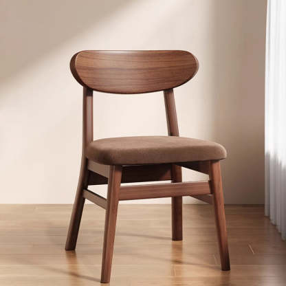Minimalist Leather Solid Wood Curved Dining Chair