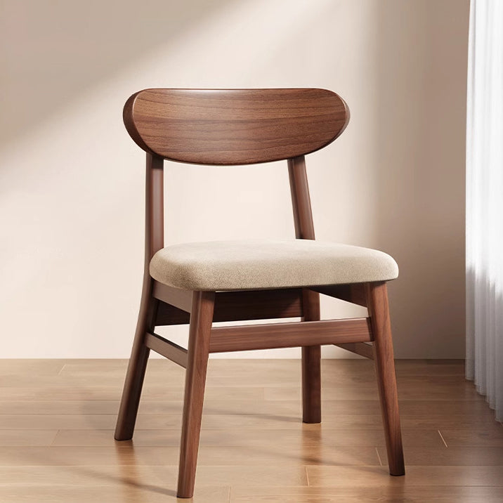 Minimalist Leather Solid Wood Curved Dining Chair