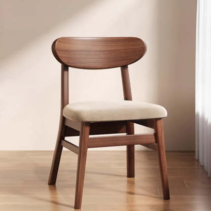 Minimalist Leather Solid Wood Curved Dining Chair
