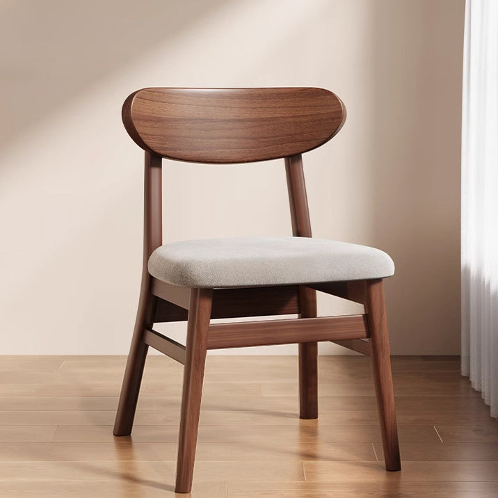Minimalist Leather Solid Wood Curved Dining Chair