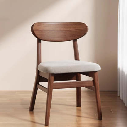 Minimalist Leather Solid Wood Curved Dining Chair