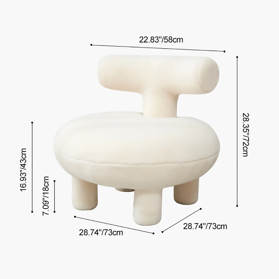 Contemporary Lambswool Wood Curved Kids Chair — Green