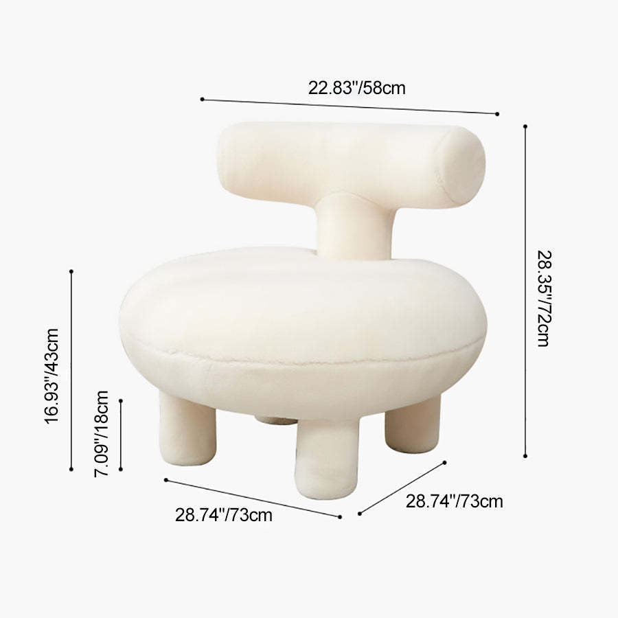 Contemporary Lambswool Wood Curved Kids Chair — Green