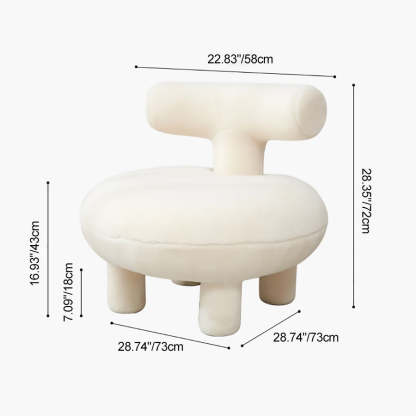 Contemporary Lambswool Wood Curved Kids Chair — Green