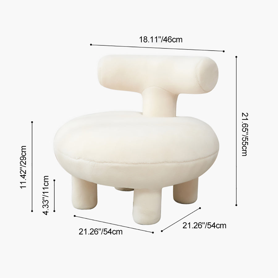 Contemporary Lambswool Wood Curved Kids Chair — Blue