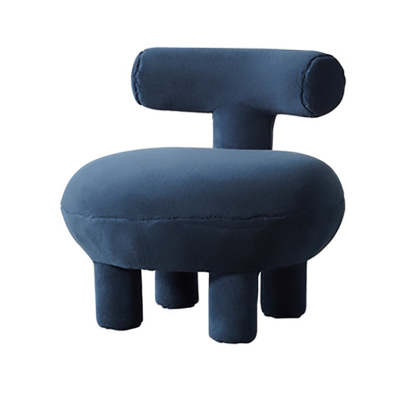 Contemporary Lambswool Wood Curved Kids Chair