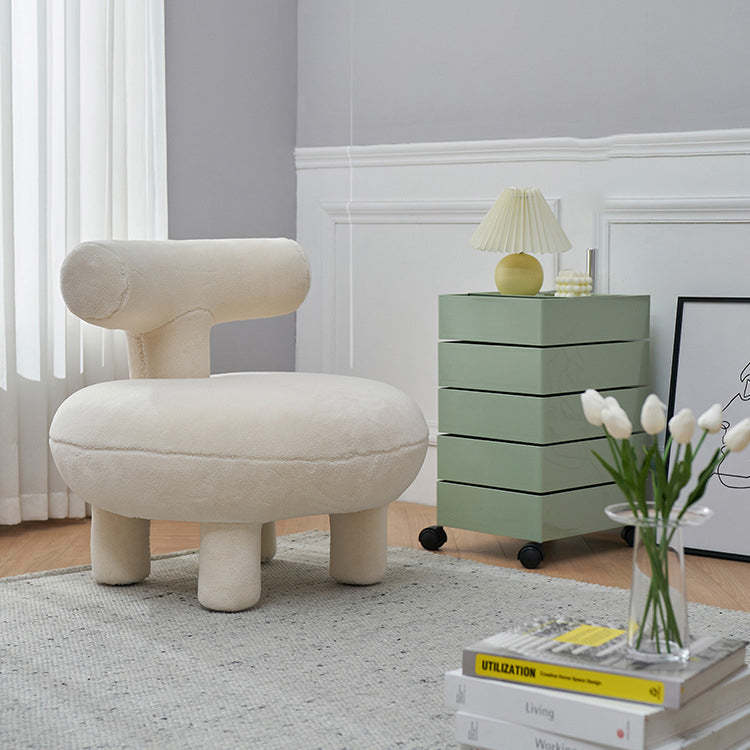 Contemporary Lambswool Wood Curved Kids Chair