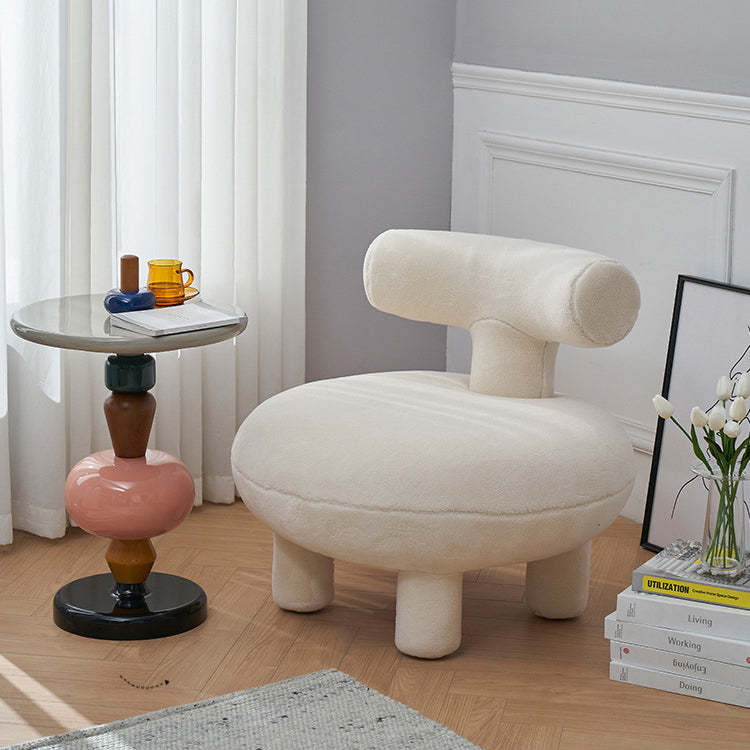 Contemporary Lambswool Wood Curved Kids Chair