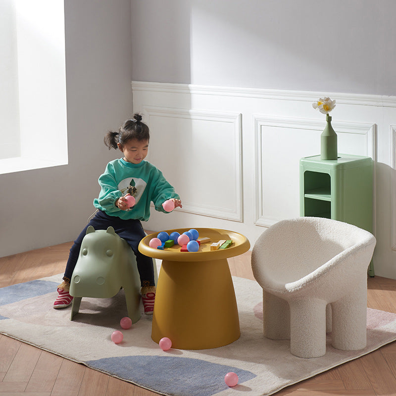 Contemporary Lambswool Wood Curved Kids Chair